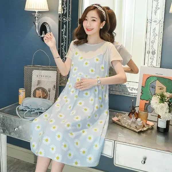 Fashionable maternity clothing loose fitting suitable for summer dress fantasy two-piece set suitable for pregnant women W241026