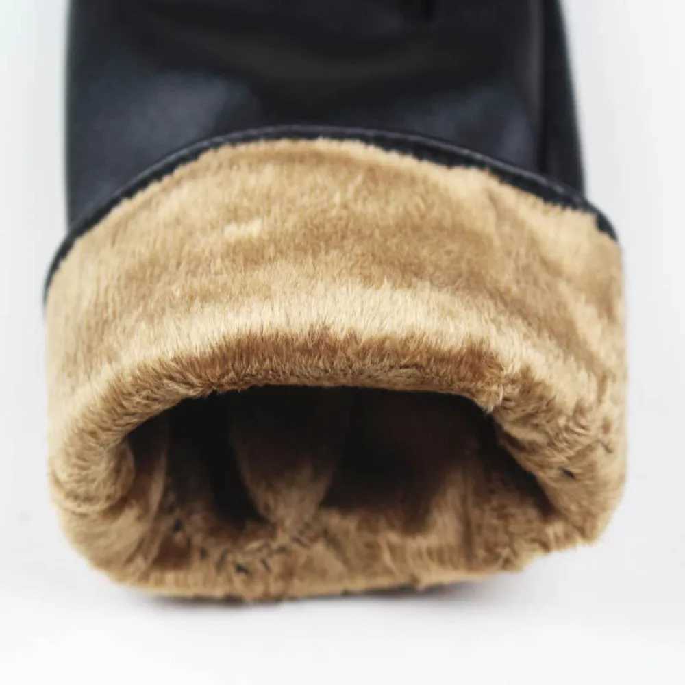 Fashionable Womens La Soft Leather Gs Winter Warm Finger Christmas Gift Black W241026