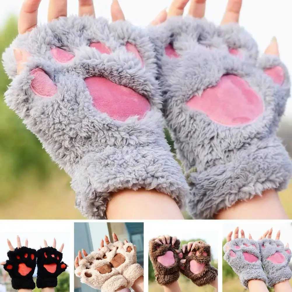 Anti slip Gs Classic Polyester Gs Comfortable Plush Cat P Cl Gs Suitable for Women Cute Winter Cat Gloves Warm W241026