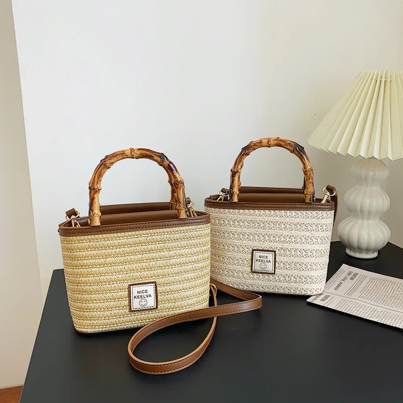 Home>Products> Handbags>Womens Small Straw Bucket Bag Summer Womens Travel Bag 241025