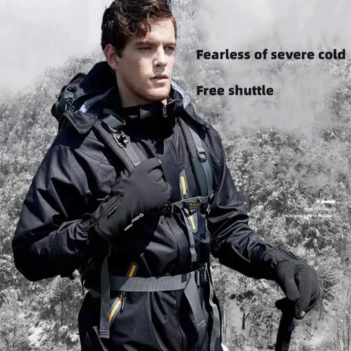 Cold resistant skiing waterproof winter cycling plush insulation touch screen windproof and anti-skid W241026