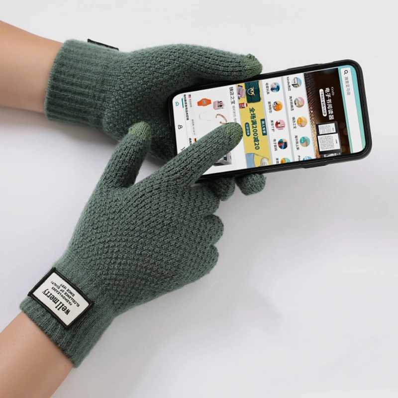 Winter Gs mens wool lined knitted Gs with touch screen finger insulation keeping hands warm and cold W241026