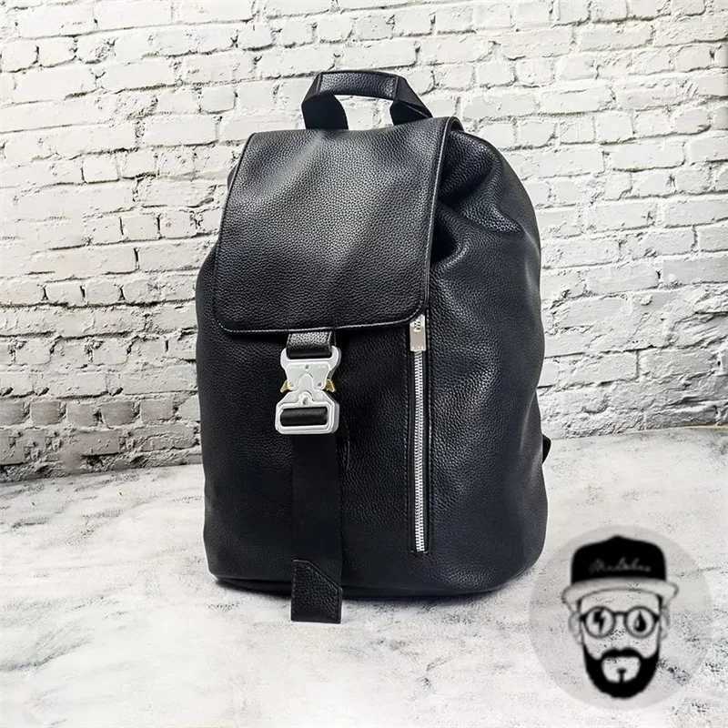 Black 1017 ALYX 9SM metal bucket leather backpack with large capacity and simple design ALYX backpackXJ241026