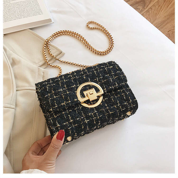 2024 New trendy Korean version fashionable and versatile chain single shoulder crossbody ins super hot woolen women's bag