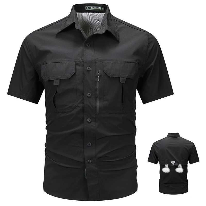 Summer Short Sleeve Shirt Mens Tactical Shirt Top Outdoor Breathable Quick Drying Leisure Camping Hiking Fishing Work Shirt W241026