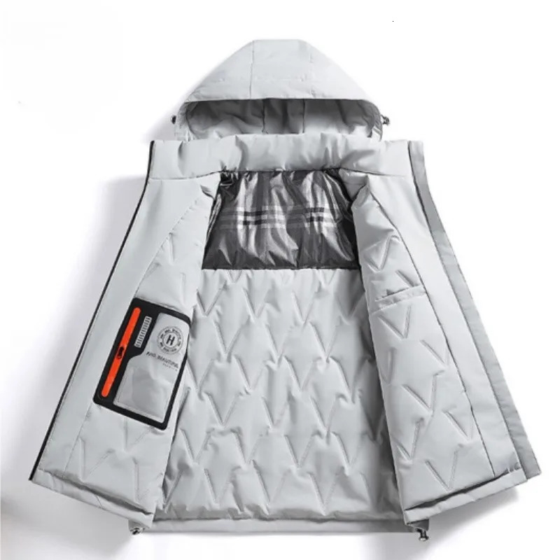 Winter outdoor mens windproof cover casual cotton pad jacket thermometer graphene oversized jacket waterproof jacket 241025