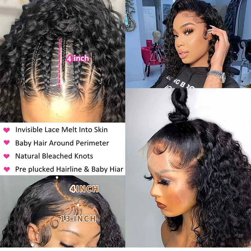 Pre Plucked Brazilian 13x4 Closure Wig Short Bob Kinky Curly Front Human Hair Wigs Lace