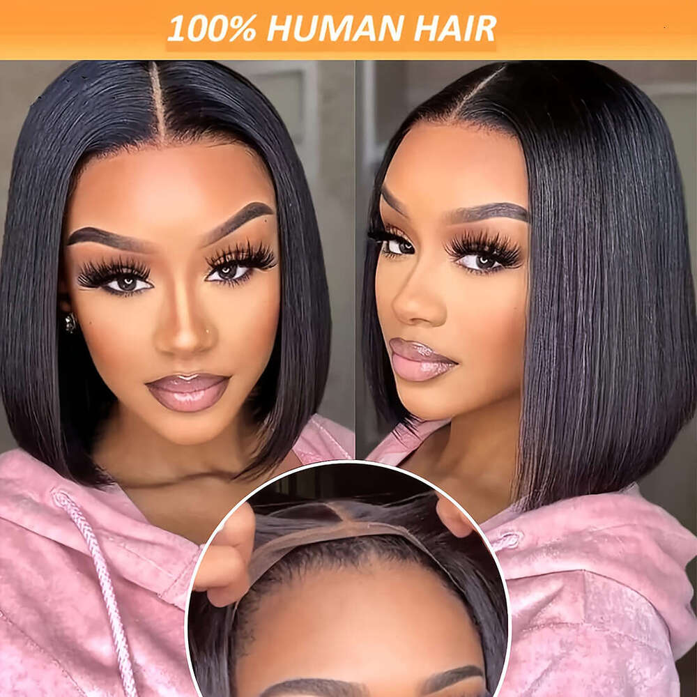 Wear And Go Glueless Plucked Pre Cut Upgrade 6X4 Lace Closure Wigs Human Hair For Beginners Straight Bob