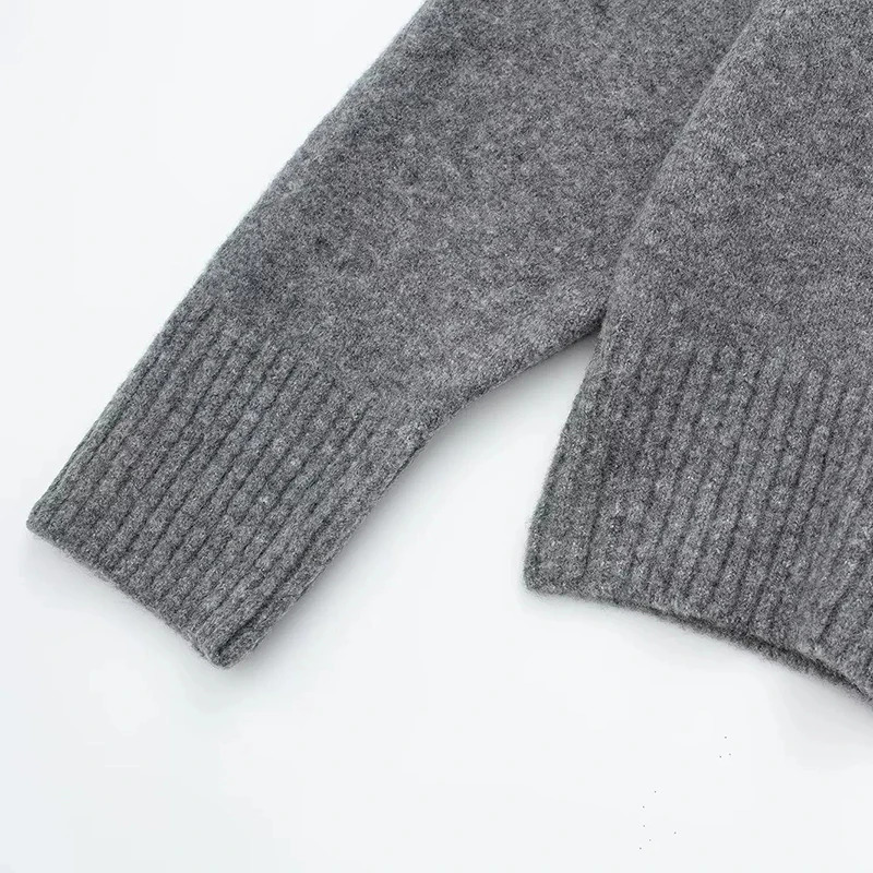 Laxsesu Autumn Winter Women Gray Pullover ONeck Chic Loose Sweaters 2024 Long Sleeve Fashion Knitted Casual Jumper Female 241018