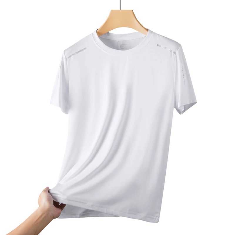 Ice Silk Short Slves Mens Summer Thin Sports Top Cool T-shirt Elastic Mesh Breathable Outdoor New Quick Drying T-shirt W241026