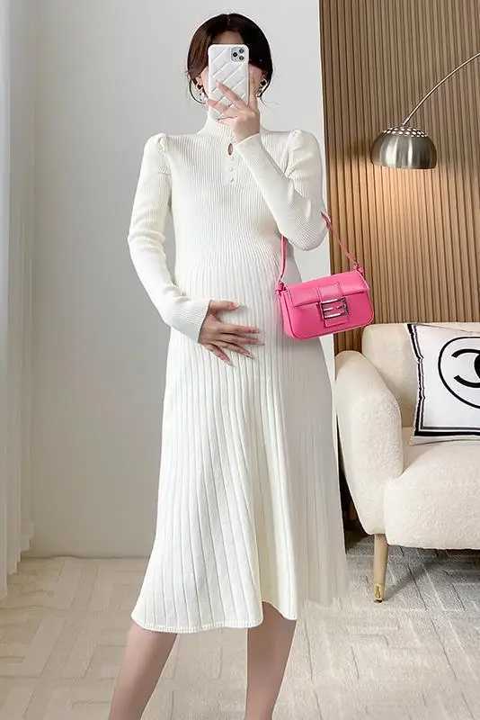 Autumn and Winter Knitted Maternity Dress Maternity Sweater W241026