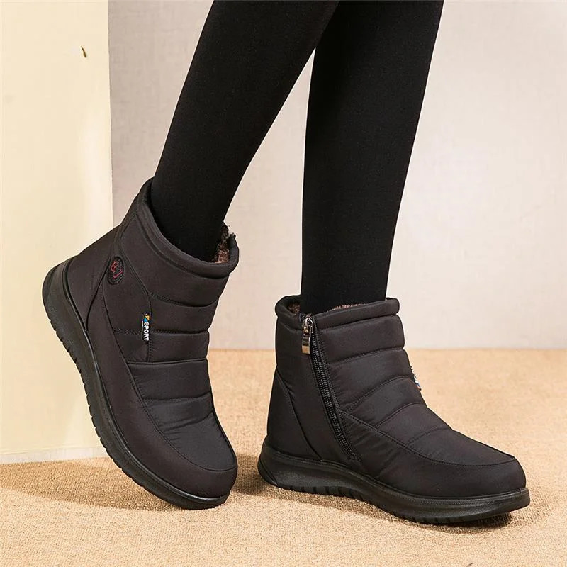 Women Boots Snow Fur Shoes Woman zipper Platform Boots For Women Soft Ankle Boots Waterproof Plush Botas Mujer Winter Shoes 241025