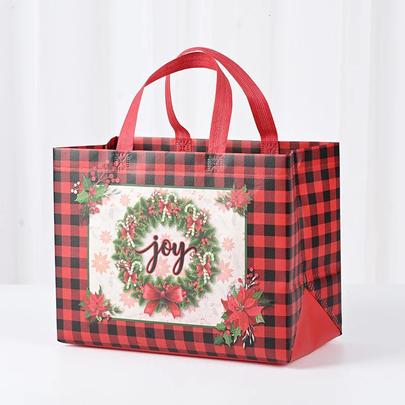 2025 Christmas Gift Bags Small Tote Bags with Handles Reusable Shopping Bags have Santa Claus Socks Treat Bag Year Bag 241025