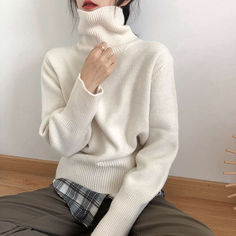 Autumn Winter Women Knitted Turtleneck Cashmere Sweater 2021 Casual Basic Pullover Jumper Long Sleeve Loose Tops