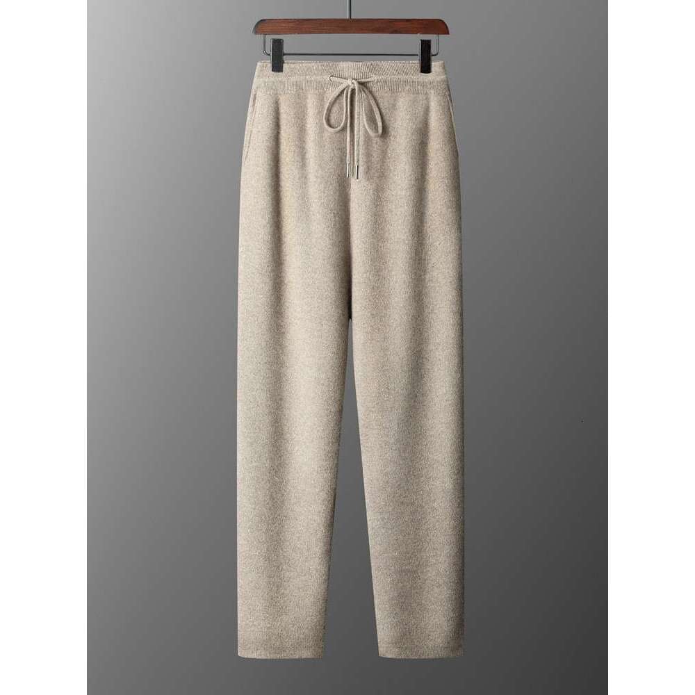 2024 Fashion Suit Autumn Winter 100% Cashmere High Quality Sweater Trousers Men Tops And Pants Two-Pieces Male Knitwear Clothing