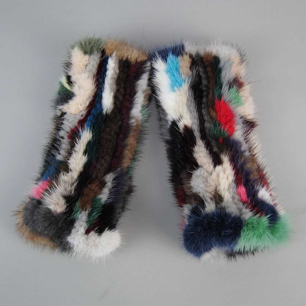 La Winter Real Mink Fur Gs Hand Knitted Real Mink Fur Fingerl Gs Womens Warmth Strong Elasticity Real Mink Fur Mittens W241026