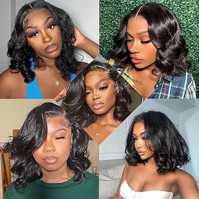 Transparent Short Bob Front Human Hair Wig Loose Body Wave Lace Frontal Wigs For Women On Sale