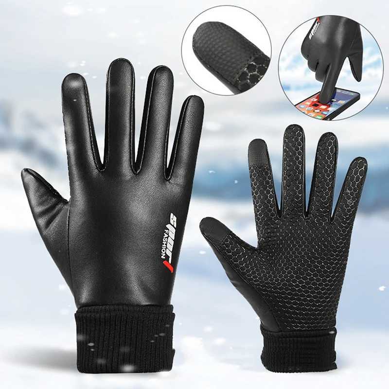 Mens Gs Bicycle Winter Two Half Finger Velvet Warm and Anti slip Mens Waterproof Sports Touch Screen Hiking Fishing Gs W241026