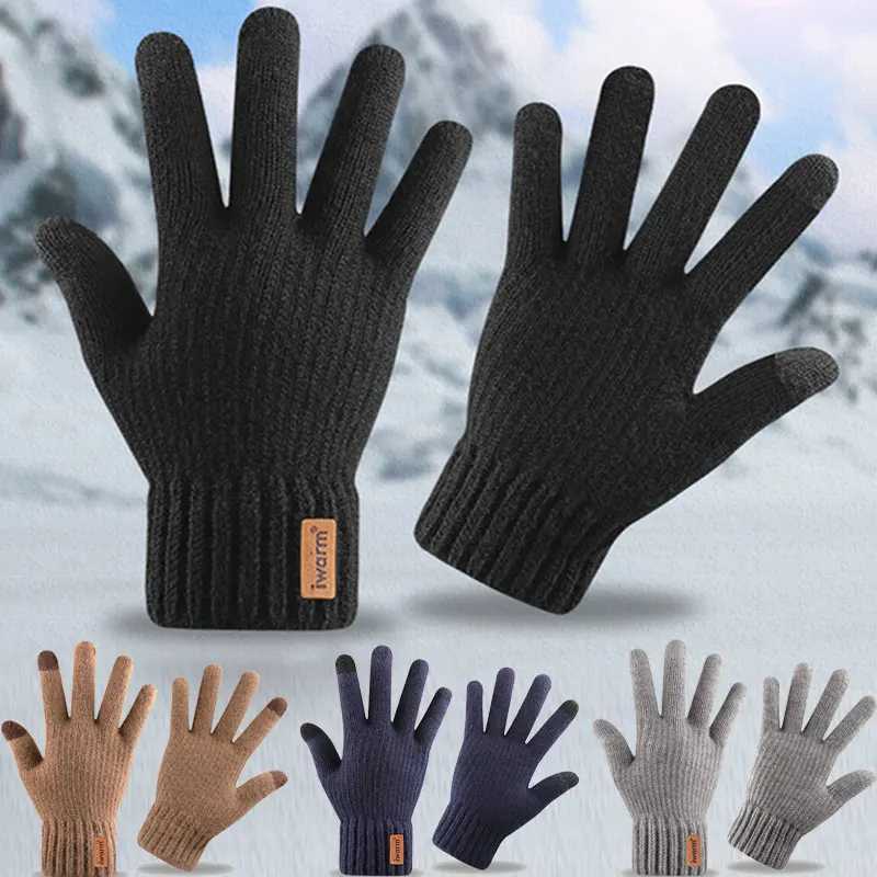 Mens Knitted Gs Winter Touch Screen High Quality Mens Thick Wool Cashmere Solid Gs Mens Finger Gloves Busin Autumn W241026