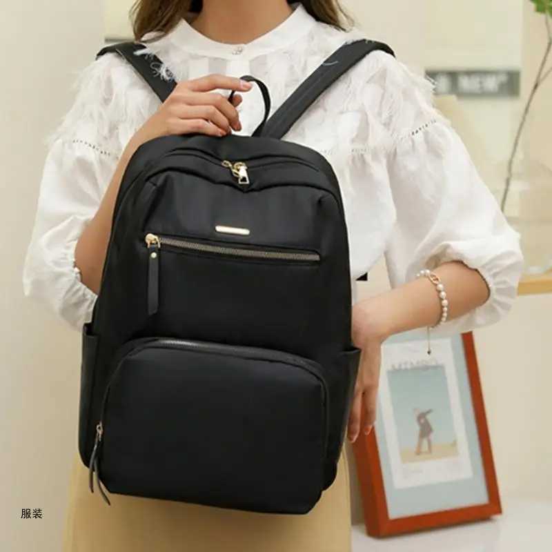 D0UD Backpack Middle High School College Backpack Large Capacity Bookbags Teen Student Girl Daypack Black/Khaki/Gray/PinkXJ241026