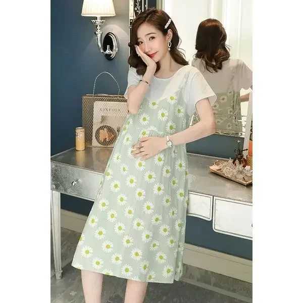 Fashionable maternity clothing loose fitting suitable for summer dress fantasy two-piece set suitable for pregnant women W241026
