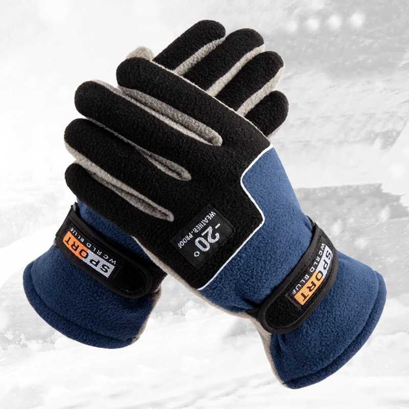 -20 Velvet Skiing Gs Wool Winter Hot Mens Outdoor Sports Anti slip Warm Full Finger Hand G Mountain Cycling Gloves W241026