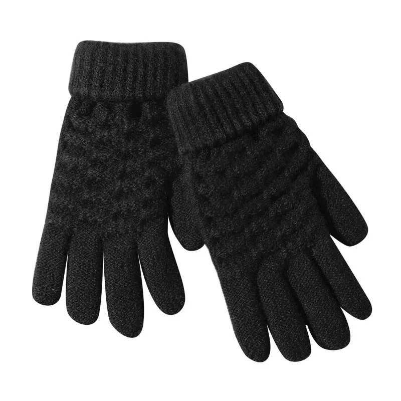 New Fashion Childrens Thick Knitted Gs Warm Winter Childrens Elastic Gloves Boys and Girls Baby Solid Tube Splitting Fingers Gs W241026