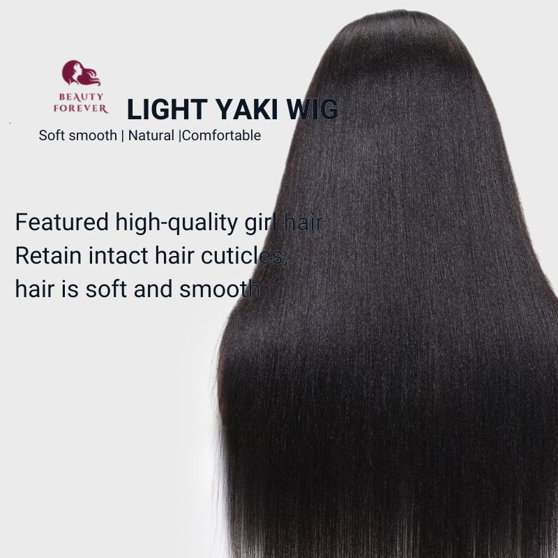 Beautyforever 13X4 Yaki Straight Glueless Ready Wear to Ear Transparent HD Lace Frontal Human Hair Wig