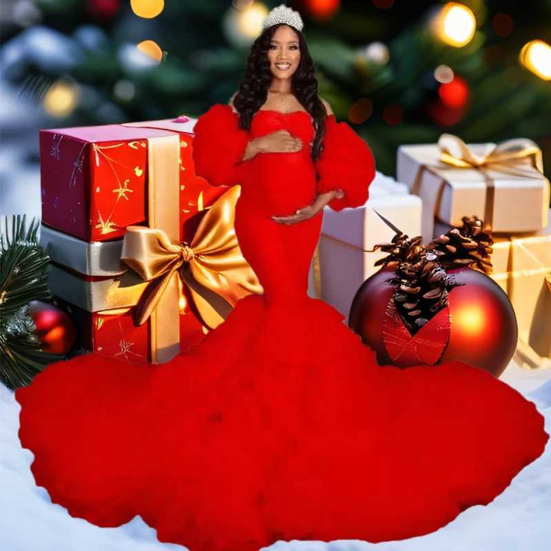 Pink Mermaid Elastic Maternity Dress Photoshoot Photography Dress Baby Shower W2410626 4
