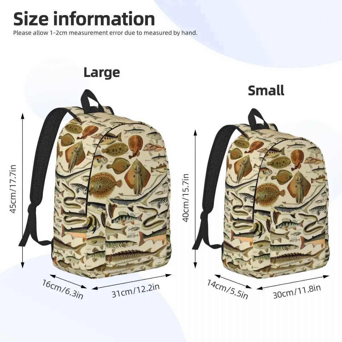 Fish Chart Fisherman Fi Backpack Outdoor High School Business Fishing Marine Daypack for Men Women College Shoulder BagXJ241026