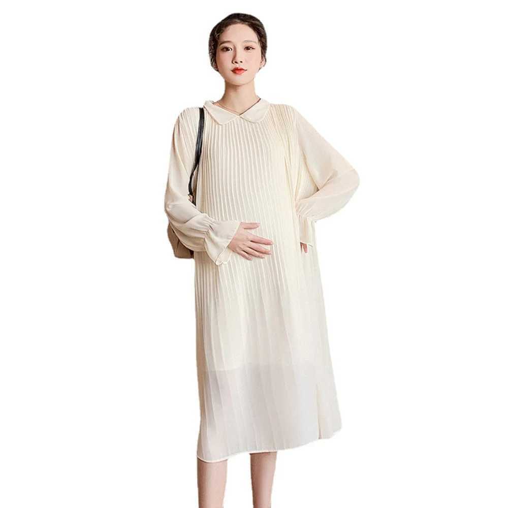 2024 Spring Pregnant Womens Clothing Sweet Fashion Pregnant Womens Dress Long Sleeve Chiffon Vest Pregnant Womens Photography Dress W241026