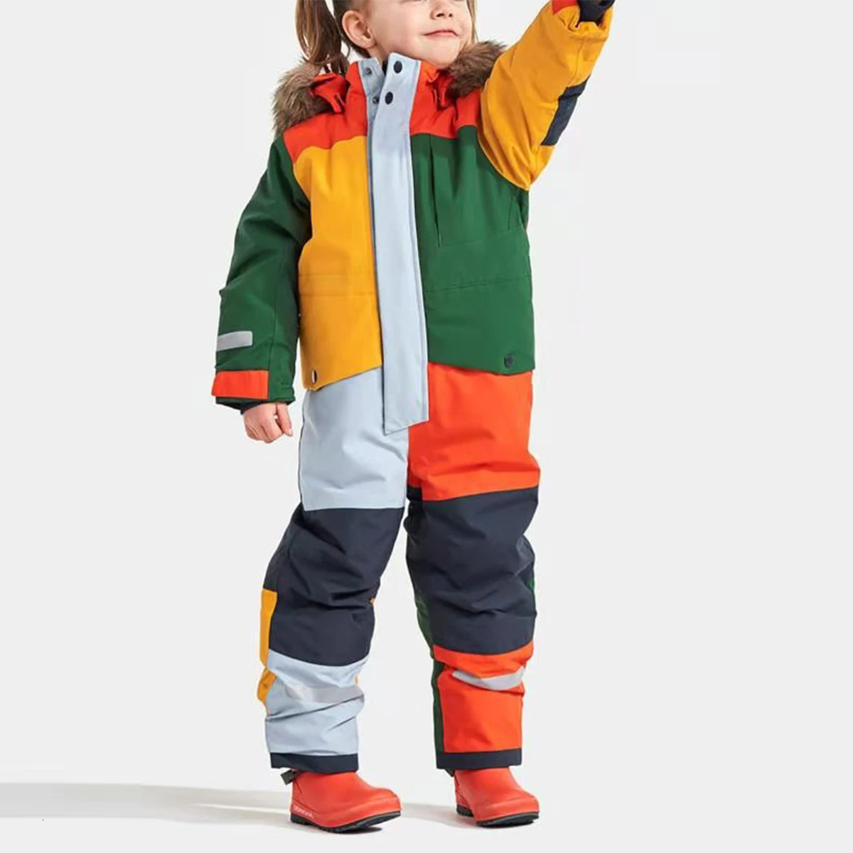 Children Ski Jumpsuit Ski Suit Boys Girls Autumn Winter Windproof Warm Outdoor Fleece Jacket Pants Kids Skiing Snowboarding Suit 241025