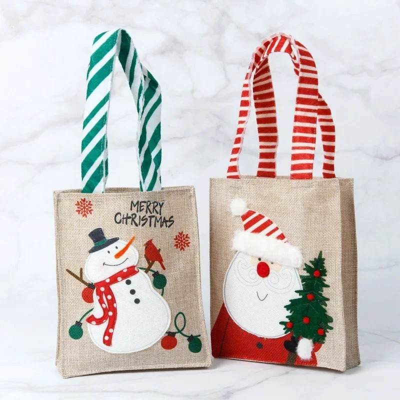 2PCS Christmas Tote Candy Chocolate Storage Bag Apple Bag Christmas Gift Santa Snowman Gift Bag Christmas Supplies 241025