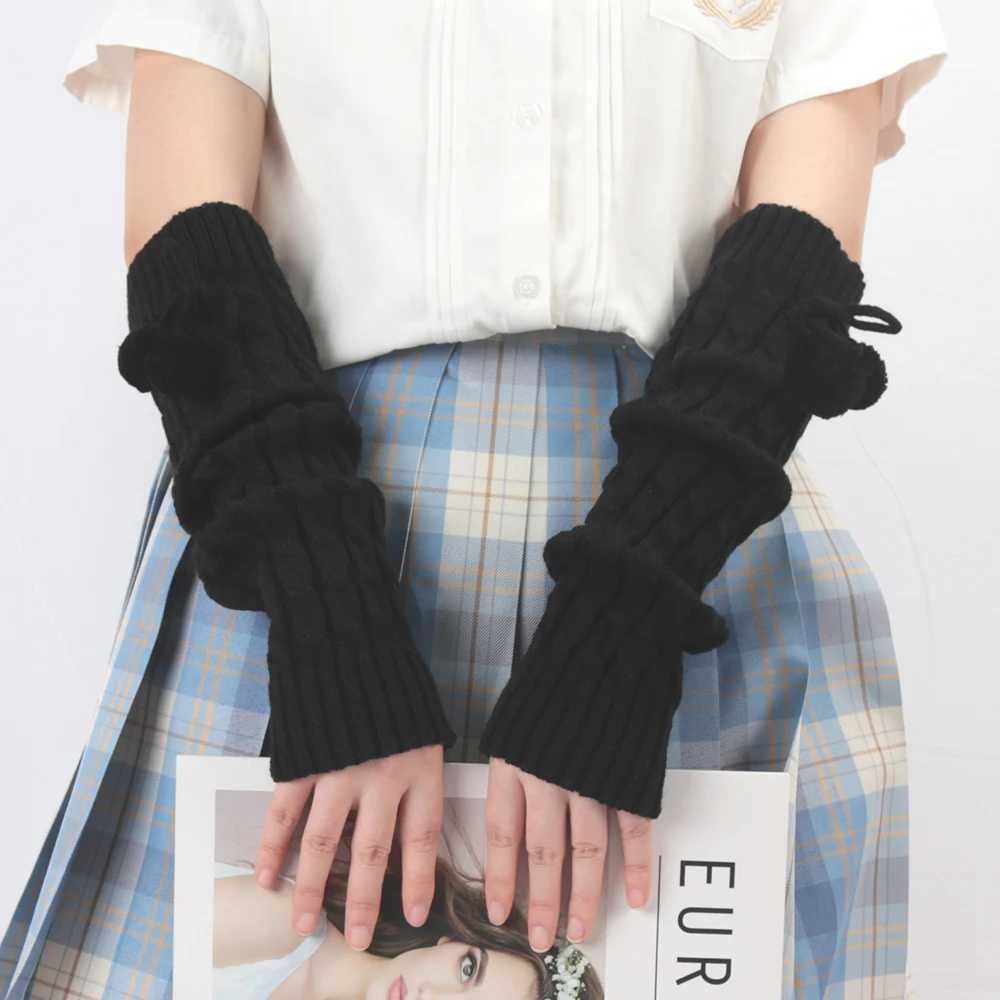 Winter Womens Cute Gs Kaii Arm Warm Knitted Arm Sleeve Casual Soft Girl Gothic Clothing Punk Gothic Fashion Gs W241026