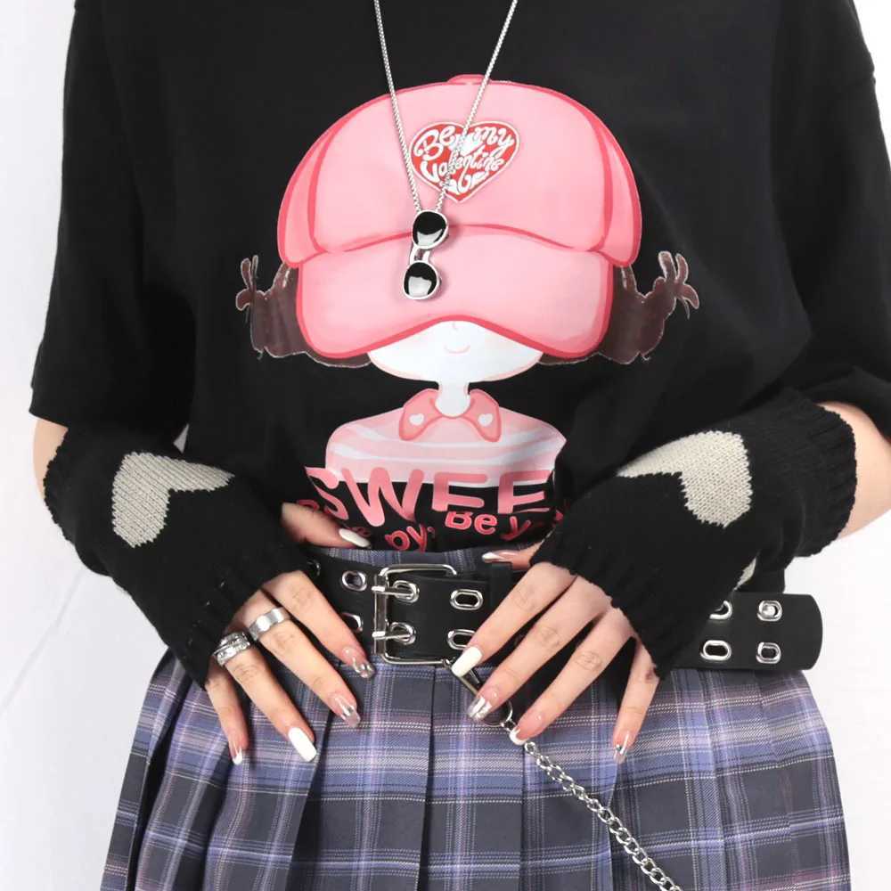 Y2K Fashion Knitted Half Finger Gs Womens Soft Winter Warmth Womens Sleeves Lolita Style Gothic Fingers Gs W241026