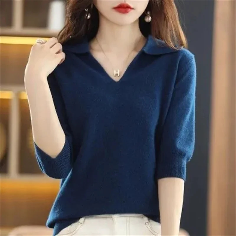 2024 Women Knitted Sweaters Autumn Winter Warm Clothing Fashion Casual Sweater Long Sleeve Jumper VNeck Loose Pullovers Top 241025