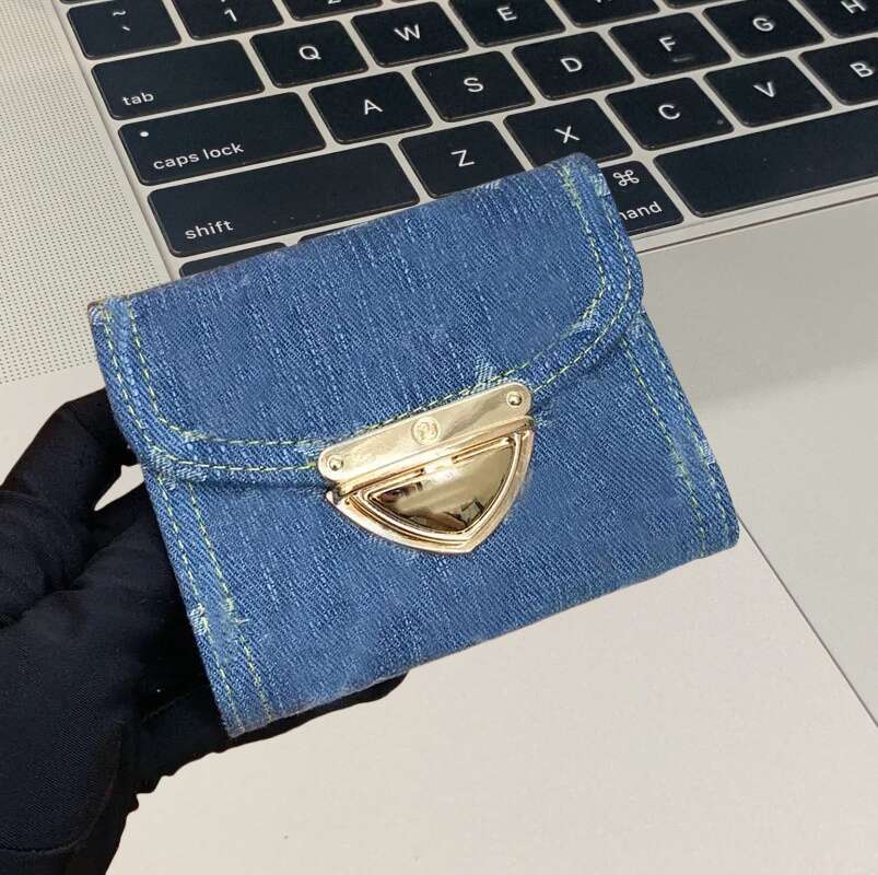 Mirror Quality Designer Wallet Card holder Man Women's Fashionable retro Denim Buckle buckle Purse Can accommodate credit cards Business card bank note