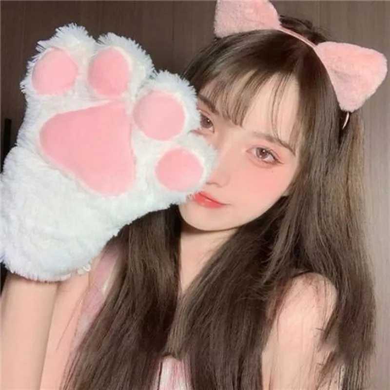 Role playing Cat Cl Gs Update Large Size Women Winter Plush Warm Halloween Christmas Party Role playing Full Finger Gloves W241026