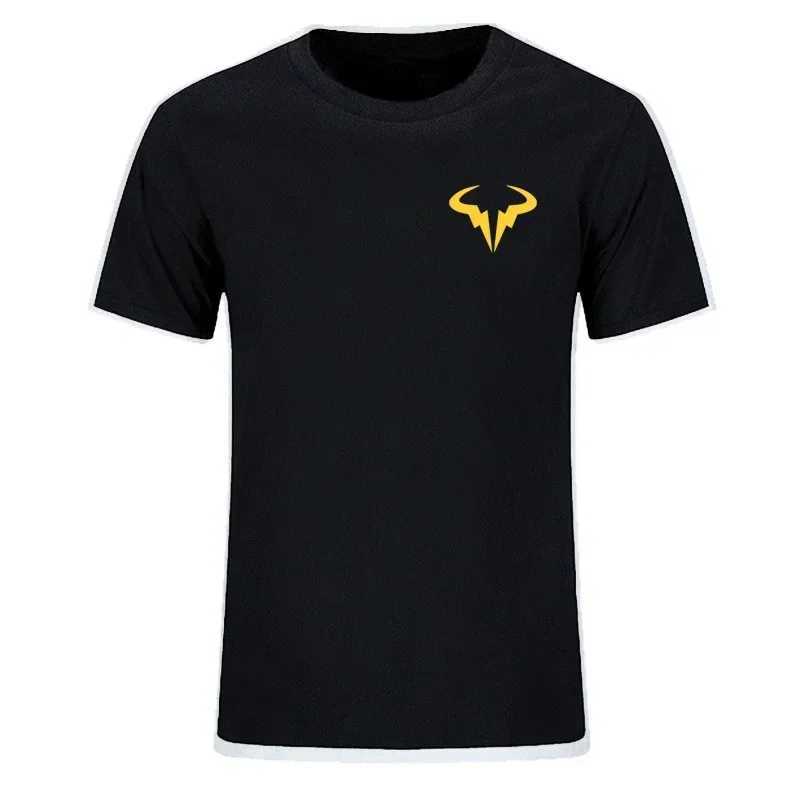 Newly popular Rael Nadal tennis player T-shirt mens black shorts Sleve cotton T-shirt high-quality mens O-neck top W241026