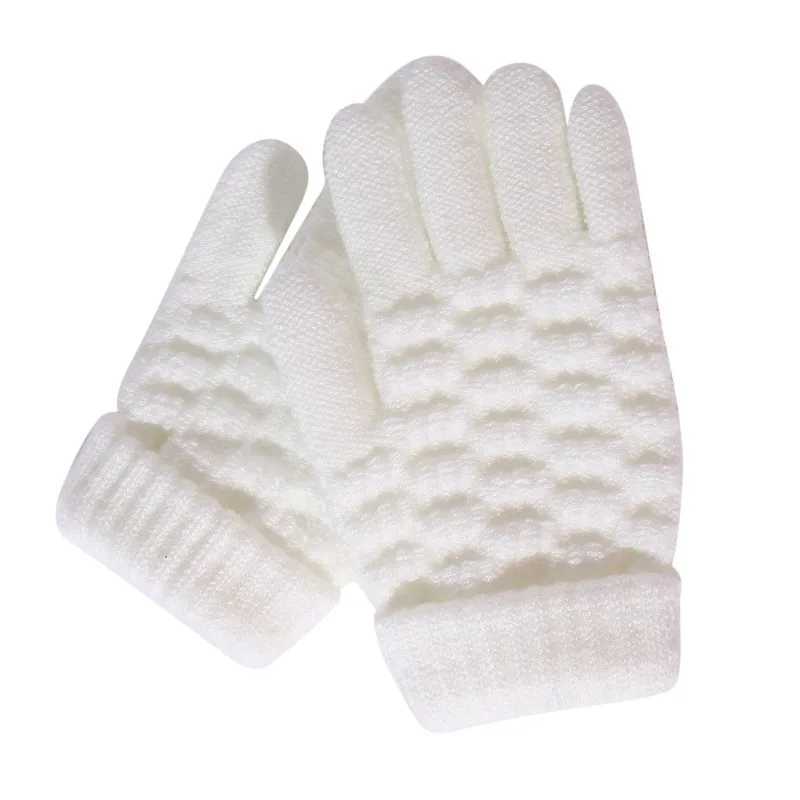 New Fashion Childrens Thick Knitted Gs Warm Winter Childrens Elastic Gloves Boys and Girls Baby Solid Tube Splitting Fingers Gs W241026