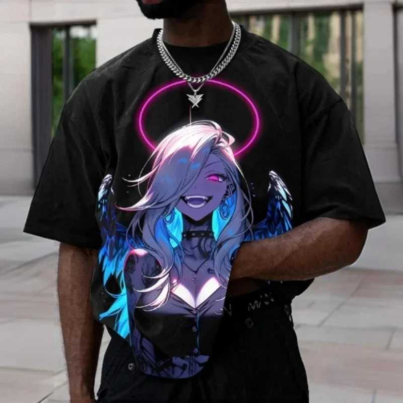 Summer fashion mens T-shirt fashion anime 3D printing loose plus size short Slved hip-hop casual trend mens clothing W241026