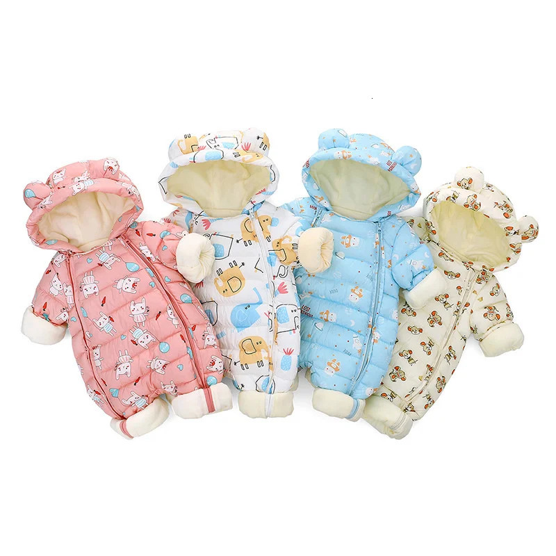 2024 Winter Jumpsuit For Kids Thick Bodysuit For born Clothing Baby Girls Clothes Baby Rompers Boys Hooded Snowsuit Parkas 241025
