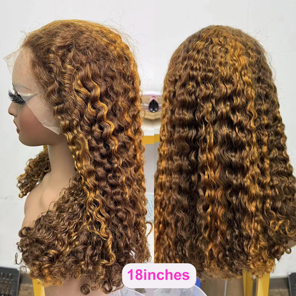 12A Double Drawn Highlight 4/30 Piano Color Burmese Bob for Women 250% Density Curly Remy Human Hair Wigs