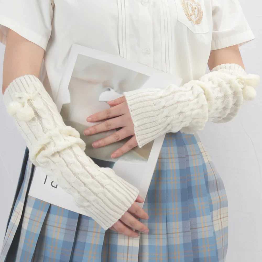 Winter Womens Cute Gs Kaii Arm Warm Knitted Arm Sleeve Casual Soft Girl Gothic Clothing Punk Gothic Fashion Gs W241026