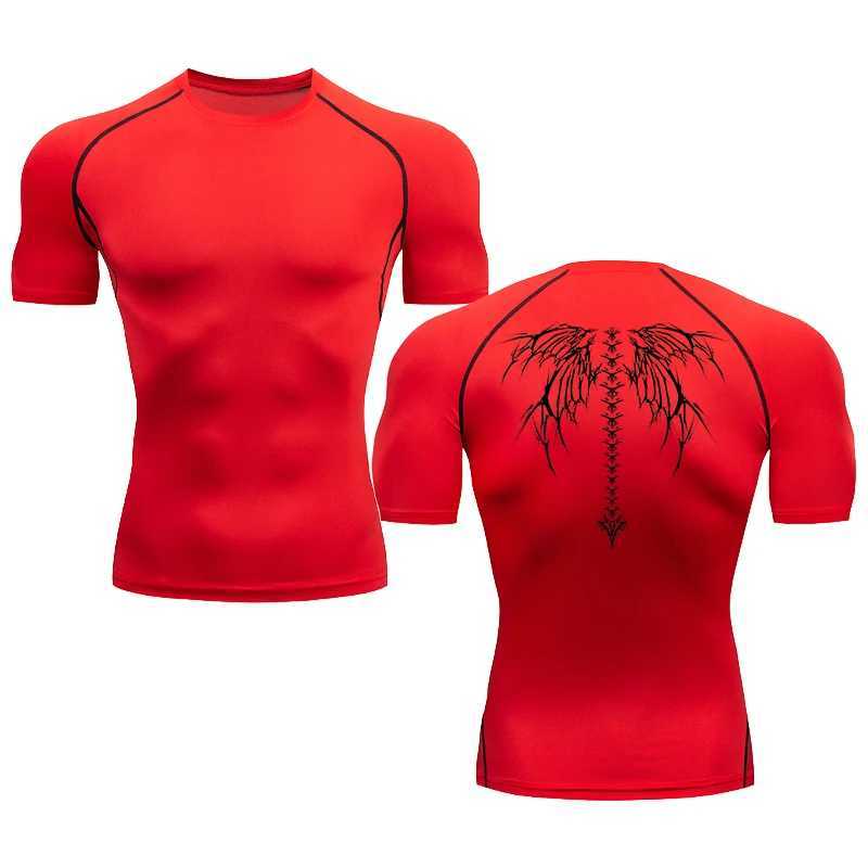 Mens Pattern Printed Running Compression Short Sleeve Tight Sports T-shirt Mens Running Track and Field Wear Sports Top W241026