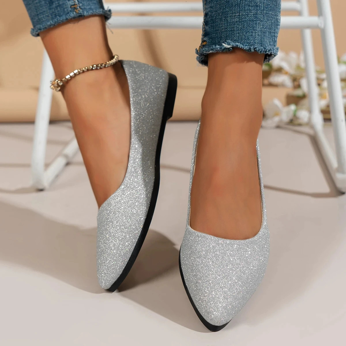 ly arrived 2024 womens Pointed Toe beautiful and fashionable summer shoes flat ballet dancers comfortable casual womens shoes 241024
