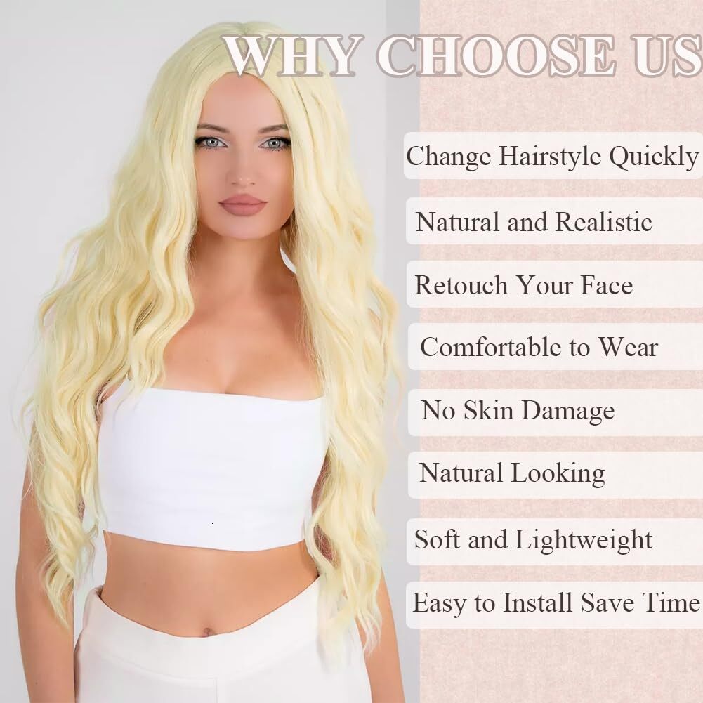 Curly Front 613 Blonde Long Body Wave Human Wigs for Women Transparent Lace Wig with Baby Hair 180% Density
