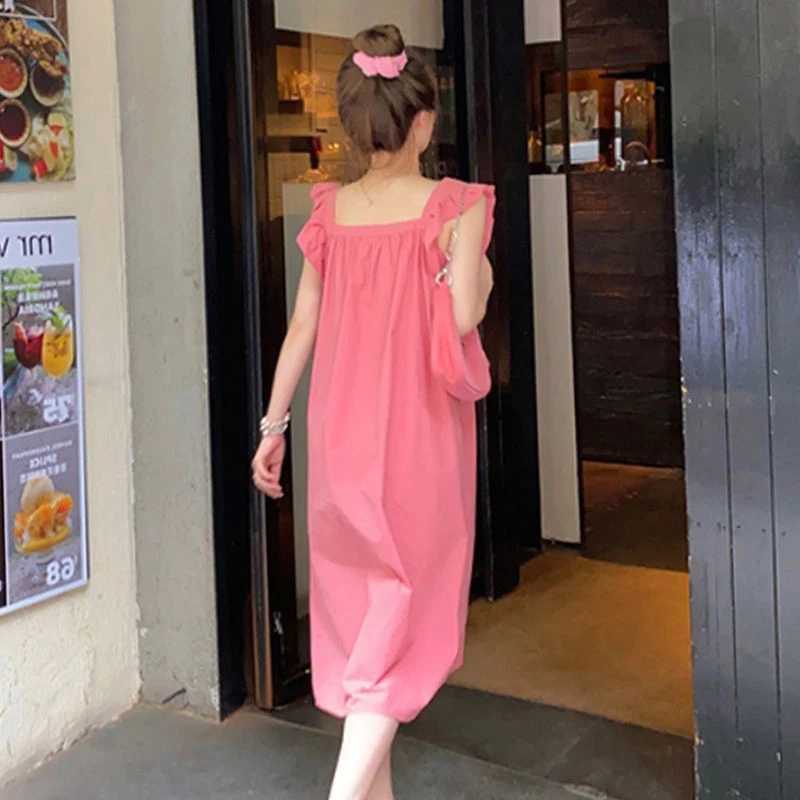 Pregnant Dress Summer Dress Princess Square Collar Korean Flying Sleeve Pregnant Dress W241026