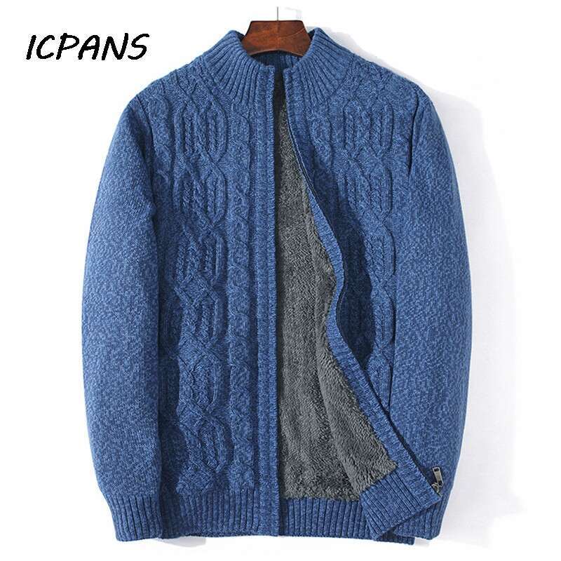 Thicken Warm Cardigan Cashmere Wool Er Winter Sweater Men Turtleneck Wer Pattern Male Knintted Jackets Coats