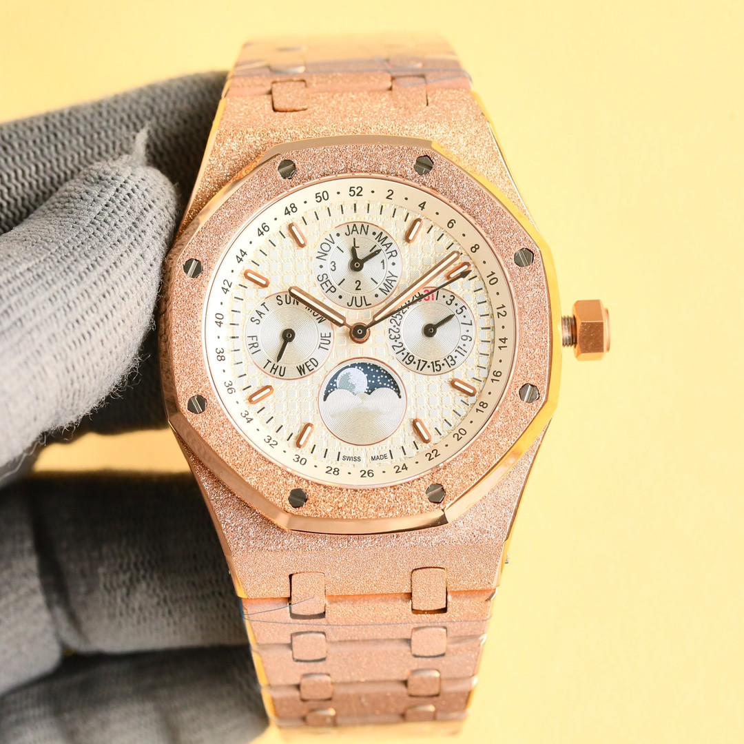 Designer 41MM Men's Watch in Brilliant Gold Finish | Swiss Automatic Mechanism & Waterproof Construction Ideal for Gifting